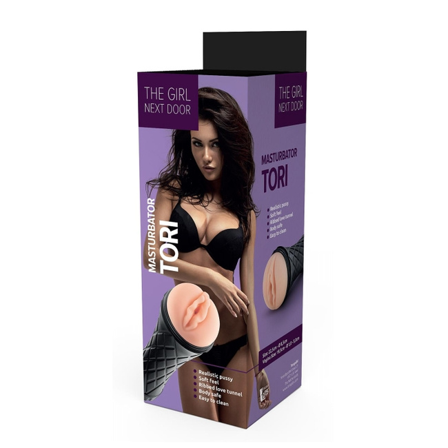 Namiętna cipka napalonej nimfomanki Tori, realistyczny masturbator anatomiczny w tubie