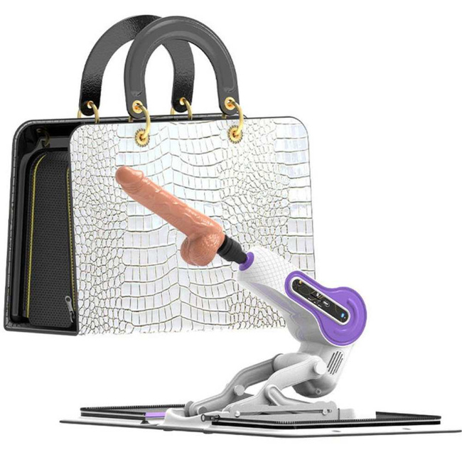 Mechaniczny kochanek – maszyna do seksu z wibrującym dildo 20 cm, z torbą 