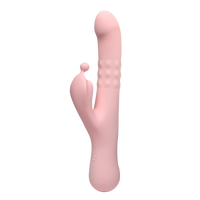 Wibrator wahadłowy z pierścieniem koralików i królikiem z łezką, wodoodporny IPX7, dł. 24 cm