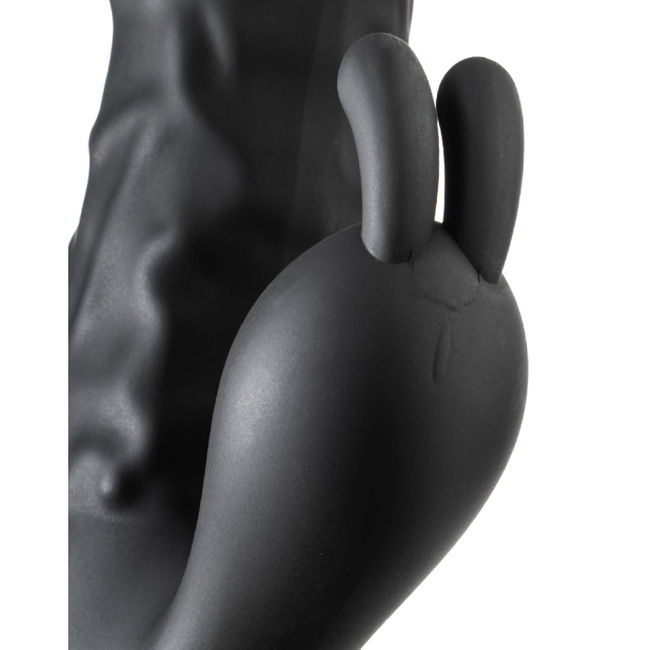 Sensual - Jurny Maks: luksusowy, realistyczny wibrator z królikiem do łechtaczki, z cyfrowym wyświetlaczem, hebanowa czerń, silikon, 24 cm