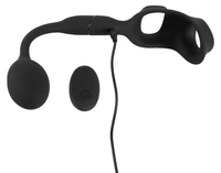 Pierścień na penisa i jądra z wibrującym plugiem analnym sterowanym na pilota