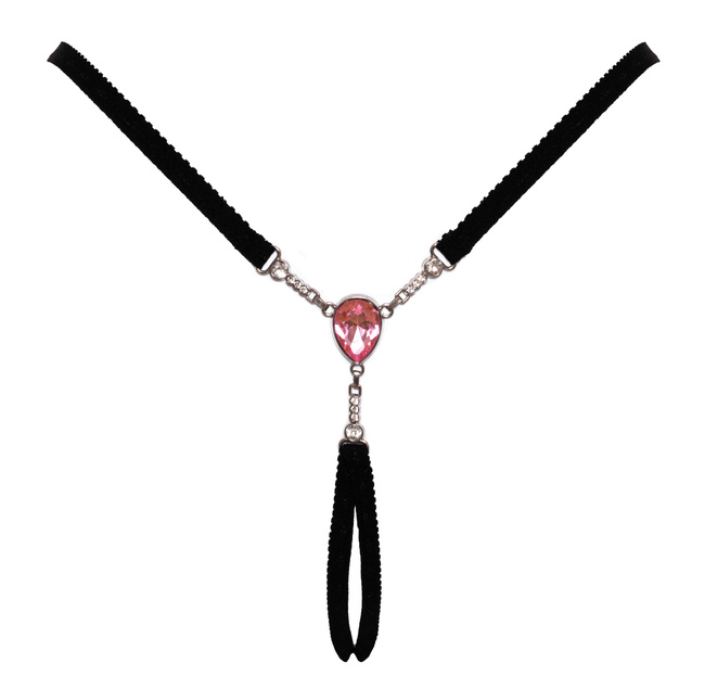 Zmysłowe open stringi jubilerskie z dużym klejnotem i cyrkoniami, rozmiar S-L