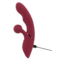 Rubinowe rozkosznik – wibrator z królikiem w kształcie kulki i punktowym pulsatorem do stymulowania pochwy, 3 silniki, silikon, długość 22,3 cm, wkładane 12,80 cm