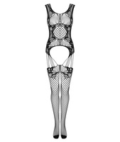 Siateczkowy kostium bodystocking Julove z siateczki o oczkach różnej wielkości, kolor czarny, rozmiar S-L