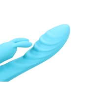 Wibrator fałdowany do punktu G, z królikiem z długimi uszami, płynny silikon, 2 silniki, 21 cm