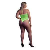Fluorescencyjne, świecące w ciemnosci body z dekoltem typu halter, neonowa zieleń rozmiar XL/XXXXL