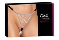 Jubilerskie open stringi ouvert, zdobione siatką z cyrkonii, rozmiar S-L