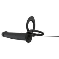 Dildo do podwójnej penetracji z ringiem erekcyjnym i ringiem na jądra, 13,1 cm, na pilota, wodoodporny IPX7, silikon