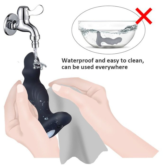 Tylne wejście - specjalnie profilowany silikonowy masażer prostaty z wygięta główka i fałdowaną powierzchnią na pilota