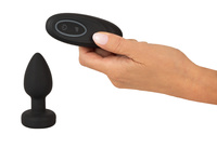 Wibrujący korek analny ze świecącym kryształkiem w nasadzie, 9 cm, sterowany pilotem, IPX7