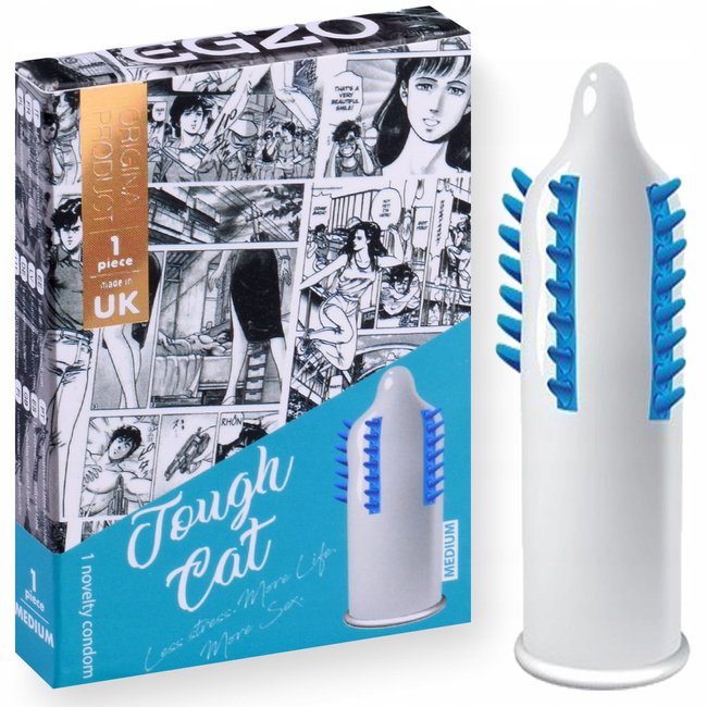 Prezerwatywa z wypustkami Blue Tought Cat 1 sztuka