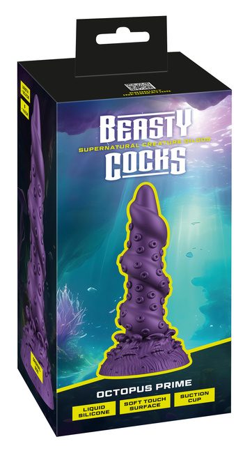 Kraken dick. Fantasy dildo jak zwinięta ośmiornica. Silna przyssawka. Dł. 20,2 cm, wkładane 17 cm, Ø 4,6 cm
