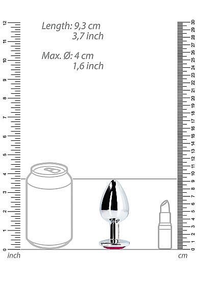 Korek analny Butt Plug srebrny rozmiar L 4 cm z kryształem serduszkiem