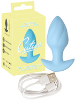 Wibrujący pieszczoch analny Cuties. Rowkowany, o zmiennej grubości, , kolor niebieski silikon