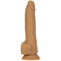 Dildo posuwiste z przyssawką, wibrator do waginy i anusa, Platinum Cured Silicon, 22,9 cm / 15,2 cm wkładane, rozmiar XXL, kolor cielisty ciemny