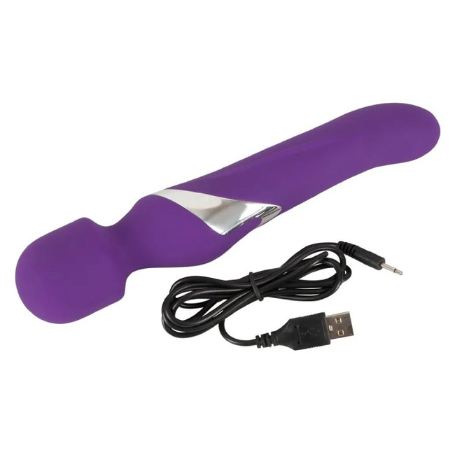 Purpurowy Bliźniak – dwustronny masażer wand z rotującym wibratorem 2w1
