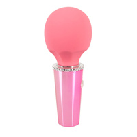 Rozkosz królewny – śliczna, silna różdżka, wibrator wand, ze zdobioną główka i uchwytem dekorowanym klejnocikami, masażer łechtaczki i całego ciała, 12,7 cm, silikon, kolor róż flamingowy