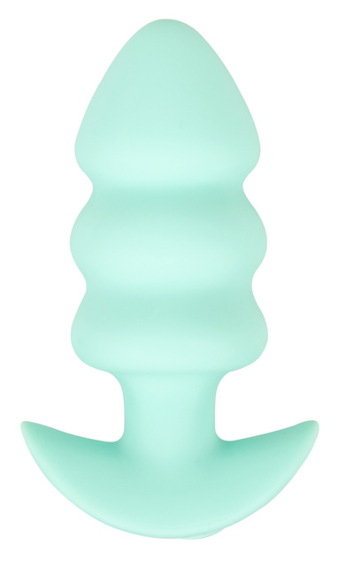 Wibrujący pieszczoch analny Cuties. Trzy stymulujące części, o zmiennej grubości, kolor zielony, silikon