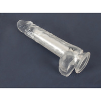 Realistyczne dildo wibrator z silną przyssawką, 24,5 cm / 19 cm wkładane, kolor przeźroczysty