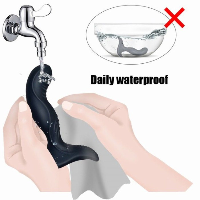 Tylne wejście - wygięty wibrujący silikonowy masażer prostaty o karbowanej powierzchni sterowany pilotem