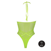 Fluorescencyjne, świecące w ciemnosci body z dekoltem typu halter, neonowa zieleń rozmiar XL/XXXXL