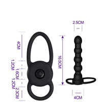 Wibrujący silikonowy strap-on na penisa i jądra do podwójnej penetracji