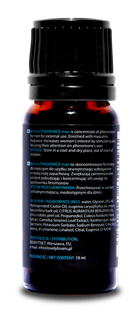 Skoncentrowane Feromony z nutą zapachową dla mężczyzn BeMINE Fragrnace 10 ml