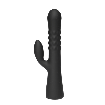 Czarny wibrator z króliczkiem z funkcją nabrzmiewania 23 cm wodoodporny IPX7 silikon