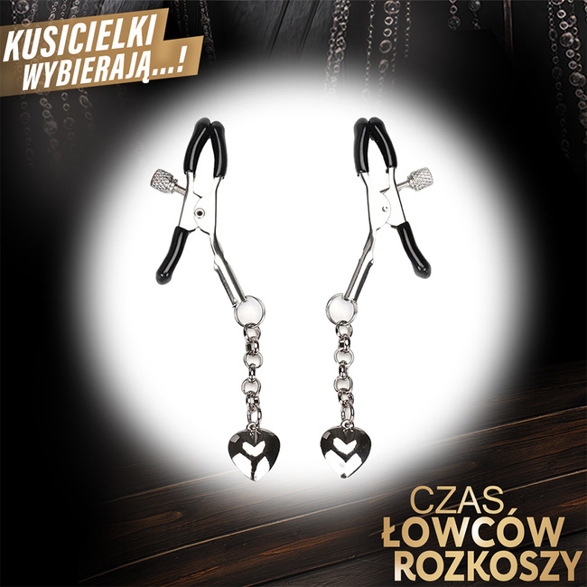 Srebrne klamerki na sutki, z wisiorkami w kształcie pioruna