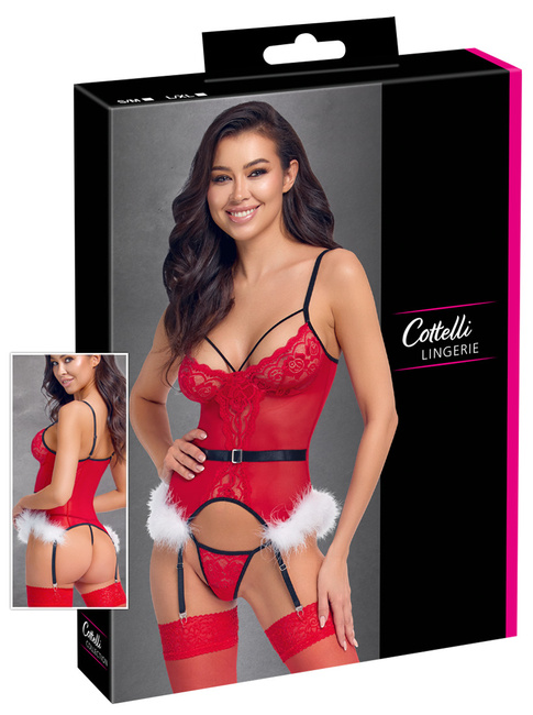 Komplet gorset i stringi w stylu Mikołajki