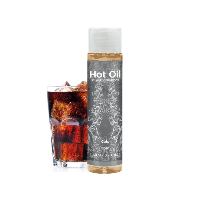 Olejek do masażu i gry wstępnej, aromat COLA, zawiera ekstrakt z żeń-szenia, efekt HOT rozgrzewający, jadalny, bez cukru, bez glutenu, 100% wegański, 100 ml
