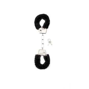 Czarne kajdanki z futerkiem Shots Toys Furry Handcuffs Black na kluczyk
