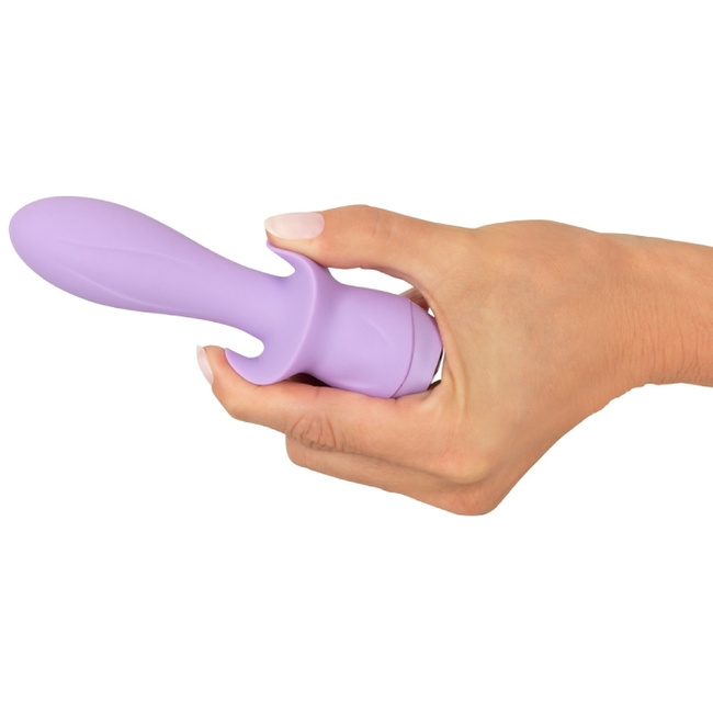 Liliowy pieszczoch - mini wibrator waginalny i analny, z kotwicą, świecący kryształ, 13,6 cm, Cuties 4 generacji