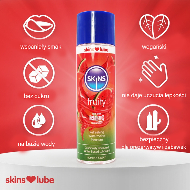 Jadalny żel ORZEŹWIAJĄCY ARBUZ, do seksu oralnego, waginalnego i analnego, naturalne aromaty, na bazie wody, 130 ml