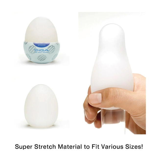 Gorączka sobotniej nocy - masturbator jajko Tenga EGG Sphere o wewnetrznej pokrytej pofałdowanymi kulami, seria New Standard (REGULAR)