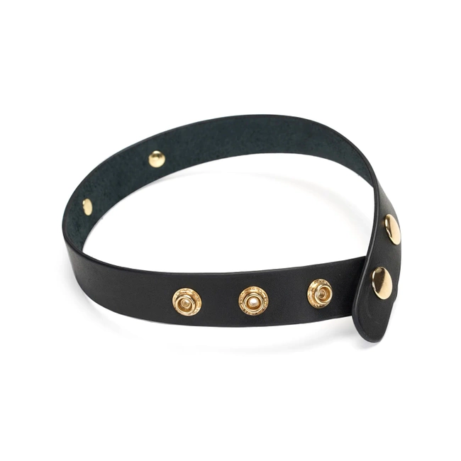 Obroża, naszyjnik, skórzana, z pozłacanym napisem "SLUT"  choker 