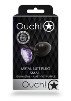 Czarny metalowy korek analny Butt Plug rozmiar S 2,7 cm z kryształem serduszkiem