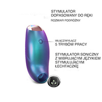 Francuski pocałunek 2 - luksusowy, soniczny stymulator łechtaczki z języczkiem, w kolorze opalizującego turkusu, HiTech, silikonow + gra erotyczna w pakiecie