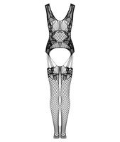 Siateczkowy kostium bodystocking Julove z siateczki o oczkach różnej wielkości, kolor czarny, rozmiar S-L