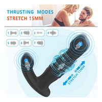 Tylne wejście silikonowy masażer prostaty z wibrującą główką, wibrującym stymulatorem krocza i ruchem posuwistym push, sterowany pilotem