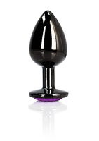 Czarny metalowy korek analny Butt Plug rozmiar S 2,7 cm z kryształem serduszkiem