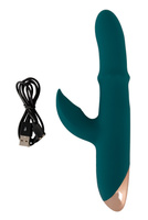 Wibrator z wędrującym pierścieniem i króliczkiem ze stymulacją pulsacyjną, 22,7 cm, silikon, 3 silniczki