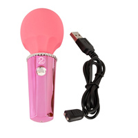 Rozkosz królewny – śliczna, silna różdżka, wibrator wand, ze zdobioną główka i uchwytem dekorowanym klejnocikami, masażer łechtaczki i całego ciała, 12,7 cm, silikon, kolor róż flamingowy