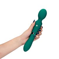 Dwustronna wibrująca różdżka, wibrator wand z wibrującą główką i wibrujące dildo z drugiej strony, 24 cm