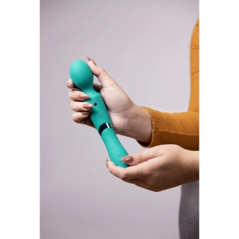 Dwustronna wibrująca różdżka, wibrator wand z wibrującą główką i wibrujące dildo z drugiej strony, 24 cm