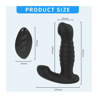 Tylne wejście silikonowy masażer prostaty z wibrującą główką, wibrującym stymulatorem krocza i ruchem posuwistym push, sterowany pilotem