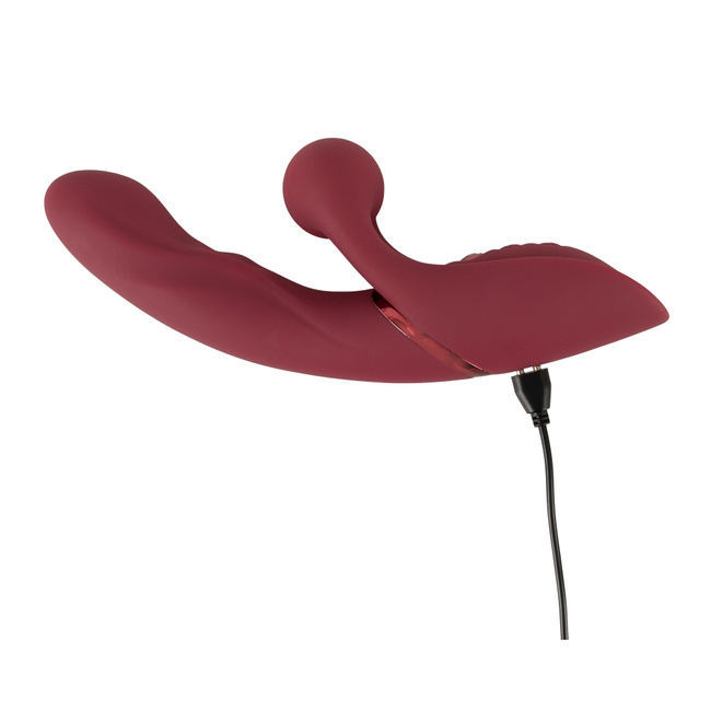 Rubinowe rozkosznik – wibrator z królikiem w kształcie kulki i punktowym pulsatorem do stymulowania pochwy, 3 silniki, silikon, długość 22,3 cm, wkładane 12,80 cm