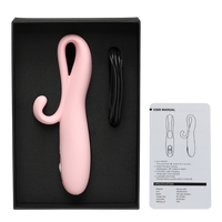 Mocny, różowy wibrator do punktu G z zakręconym królikiem do łechtaczki, IPX6, dł. 16 cm