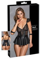 Zmysłowy 3-częściowy komplet bielizny w stylu babydoll, koszulka+stringi+soft kajdanki, bondage, BDSM