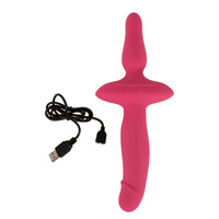 2w1 dwustronny wibrator 13,5 cm i korek analny 8,5 cm, 2 silniki, silikon, wodoodporny IPX7